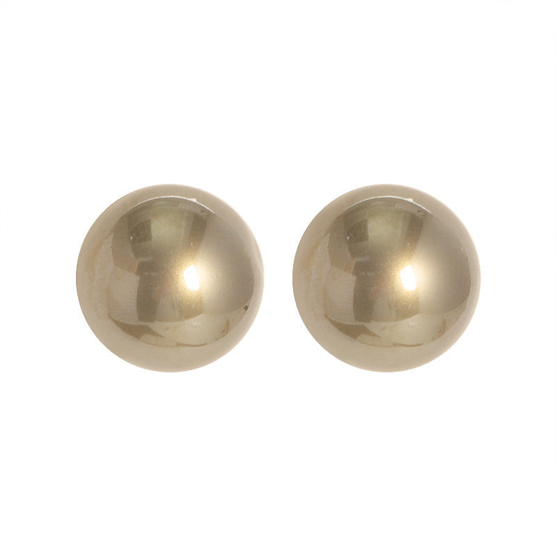 Statement Pearl Stud Earrings Elegant Geometric Design Alloy 925 Silver