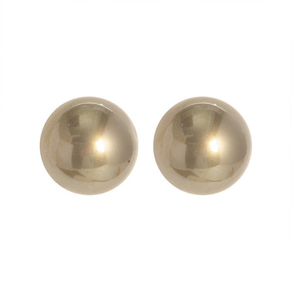 Statement Pearl Stud Earrings Elegant Geometric Design Alloy 925 Silver