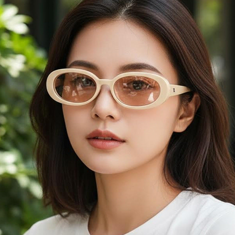 Trendy Oval Sunglasses UV400 Protection for Outdoor Fashion