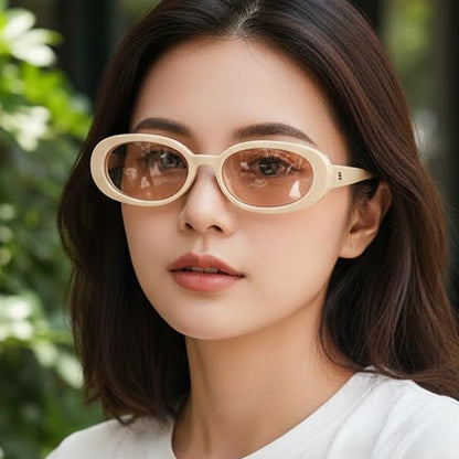 Trendy Oval Sunglasses UV400 Protection for Outdoor Fashion