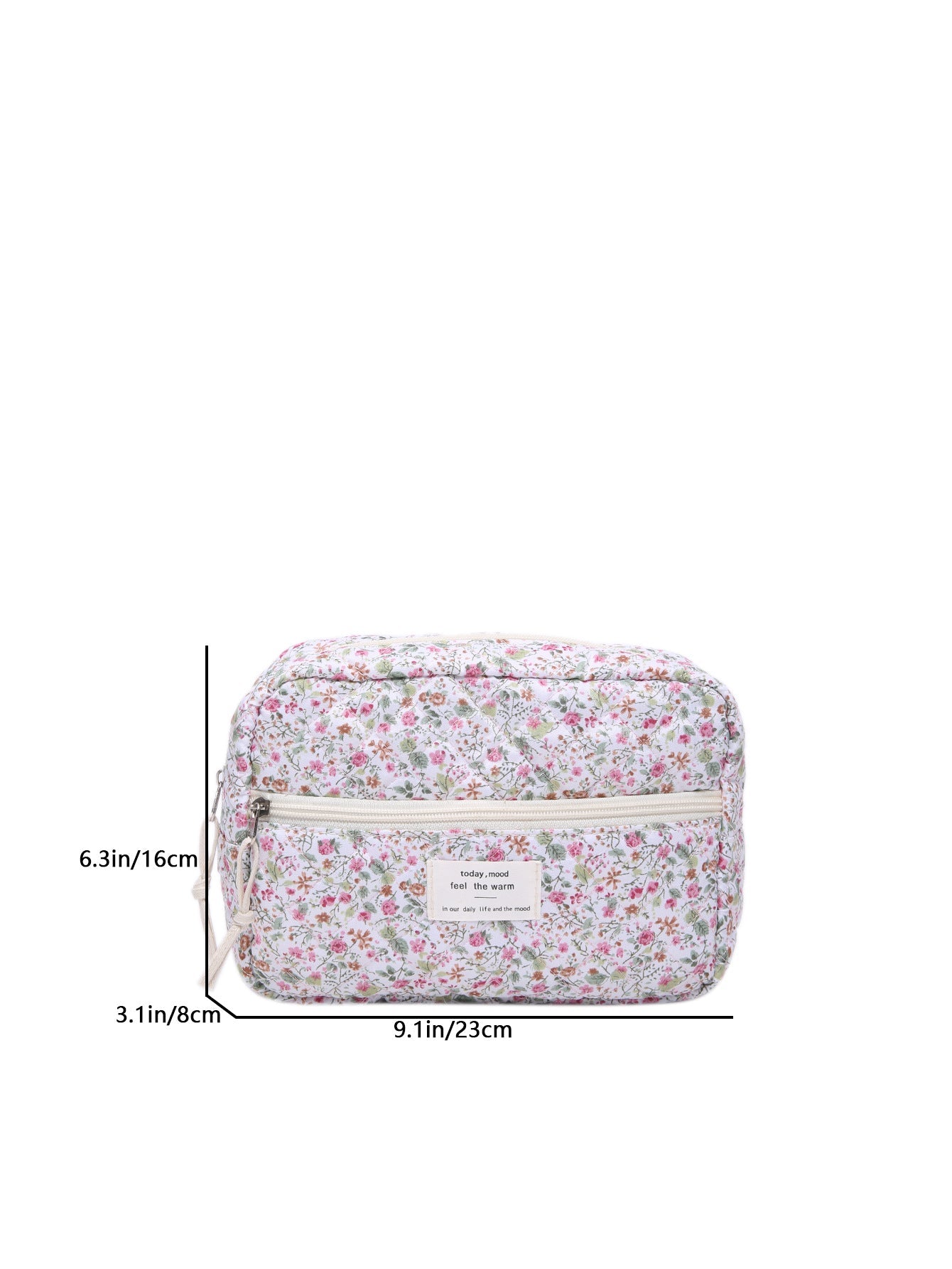 Flower Print Large Capacity Quilted Makeup Bag