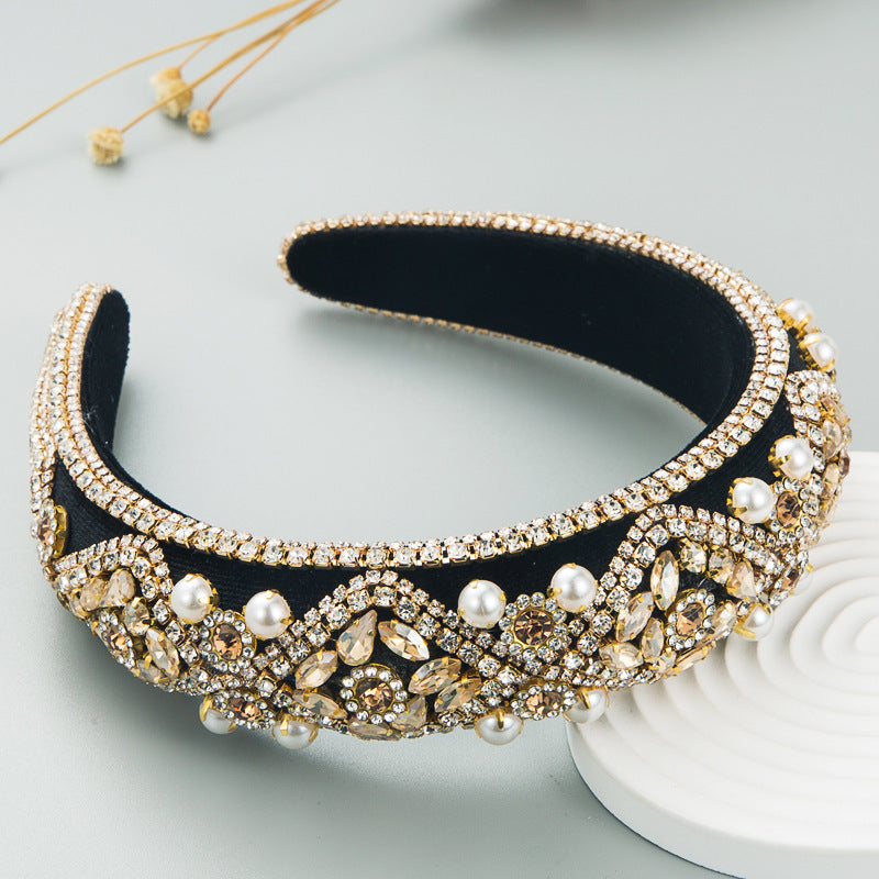 Vintage Pearl Headband With Rhinestones Stylish Casual Hair Accessory