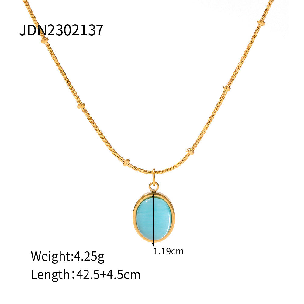 Blue Gemstone Square Necklace
