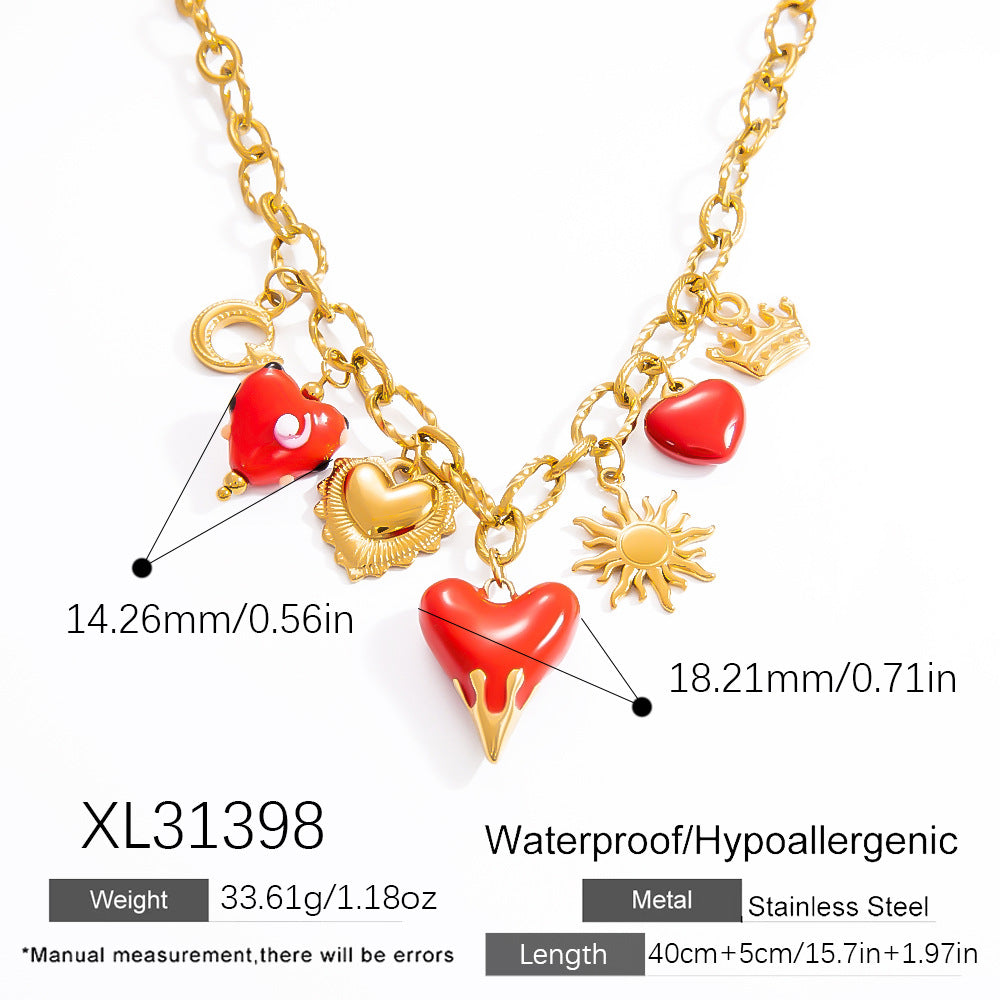 DIY Stainless Steel Heart Pendant Necklace with 18k Gold Plating