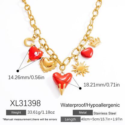 DIY Stainless Steel Heart Pendant Necklace with 18k Gold Plating