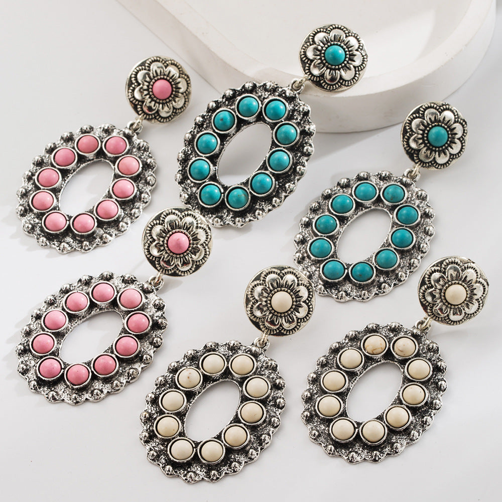 Bohemian Turquoise Floral Earrings for Women