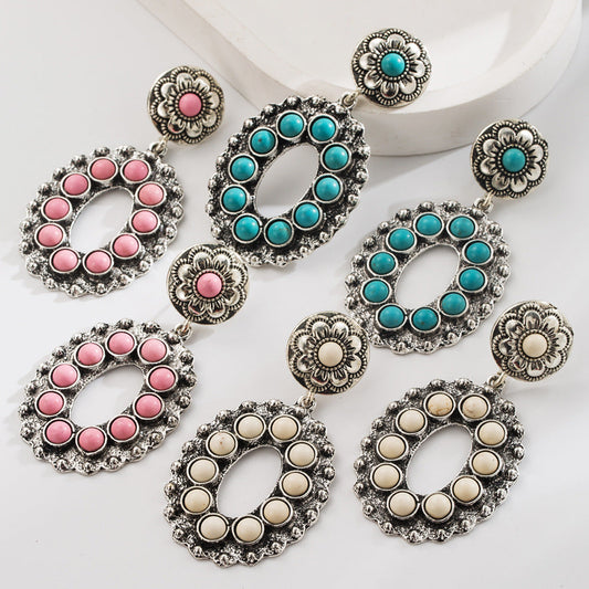 Bohemian Turquoise Floral Earrings for Women