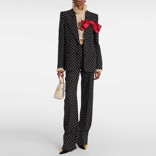 Polka Dot Blazer Jacket Pants Set