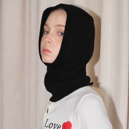 100% Pure Wool Knit Balaclava Hat with Scarf