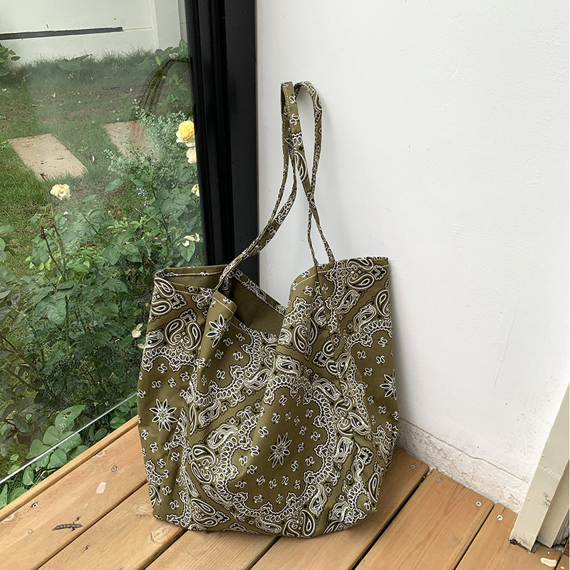 Casual Floral Canvas Tote Bag Stylish Shoulder Bag
