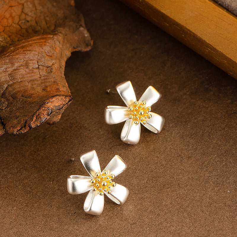 Floral Design Copper Earrings Stylish Casual Ear Studs