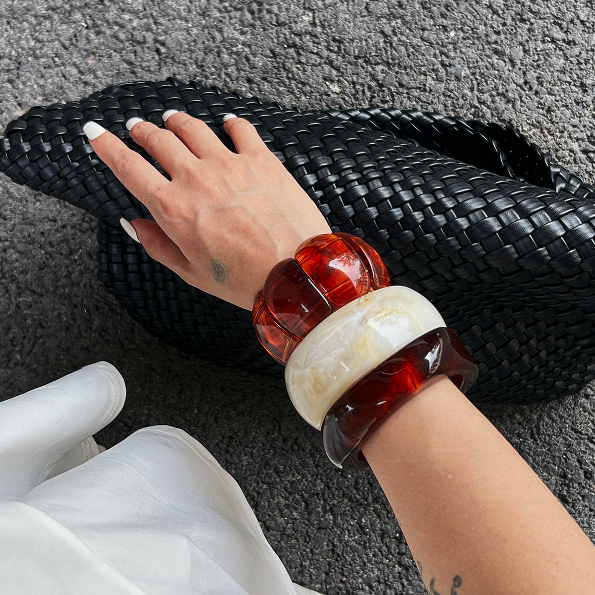 Oval Resin Bracelet Artistic Gradient Acrylic Bangle