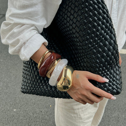Trendy Geometric Resin Bracelet Elegant Alloy Bangle