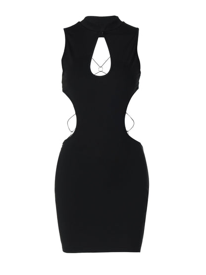 Sexy Backless Cut-Out Dress With Butterfly Metal Accents
