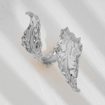Liquid Metal Leaf Cuff Bracelet Stylish Spring-Loaded Bangle
