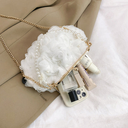 Floral Pearl Shoulder Bag Chic Crossbody Bag