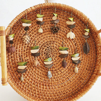 Geometric Vintage Wood Drop Earrings Bohemian Style