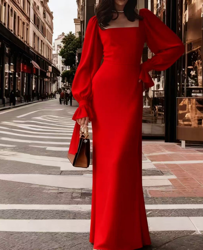 Elegant U-Neck Long Sleeve Mermaid Wedding Dress