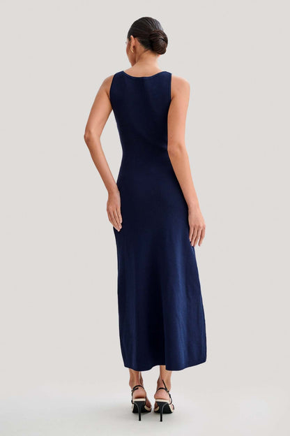 Elegant Button Down Knit Maxi Dress
