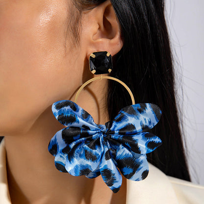 Geometric Leopard Print Resin Drop Earrings For Women