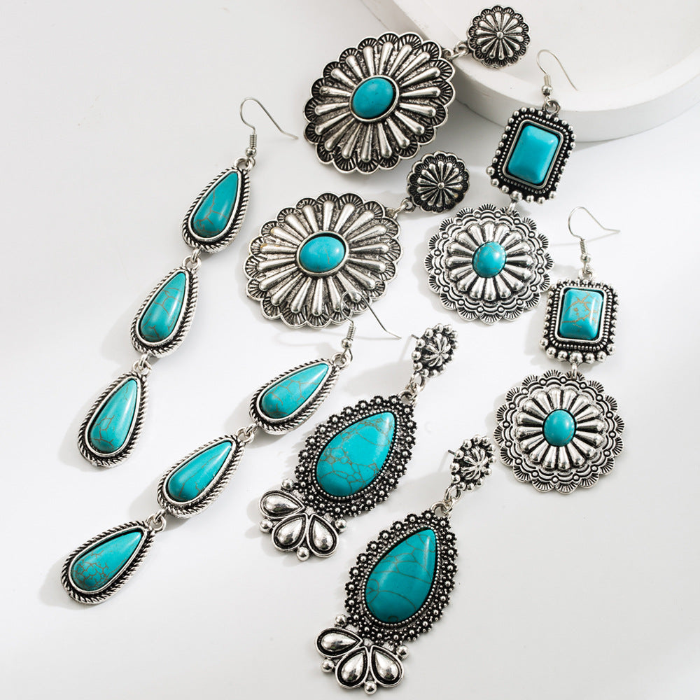 Bohemian Turquoise Waterdrop Earrings Creative Fashion Jewelry