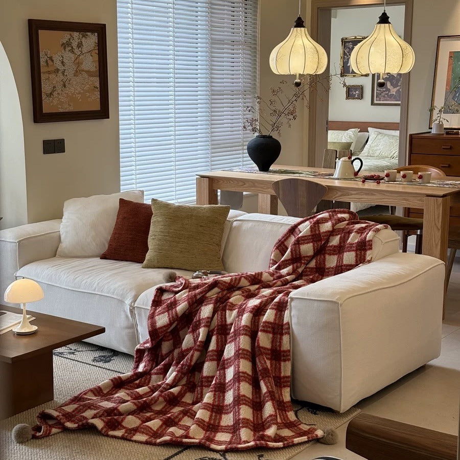 Vintage Plaid Soft Thicken Warm Blanket