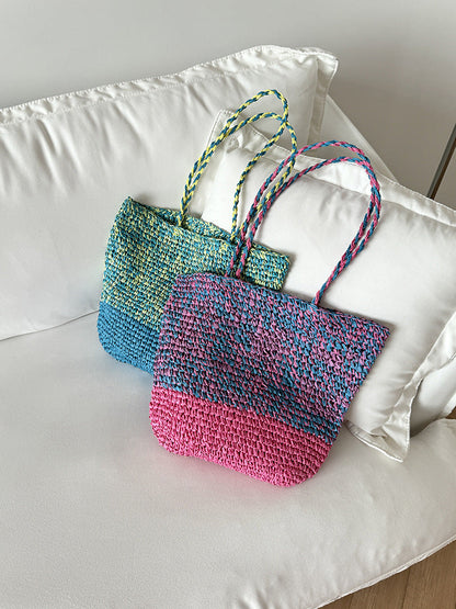 Casual Beach-Style Shoulder Bag Handmade Woven Tote