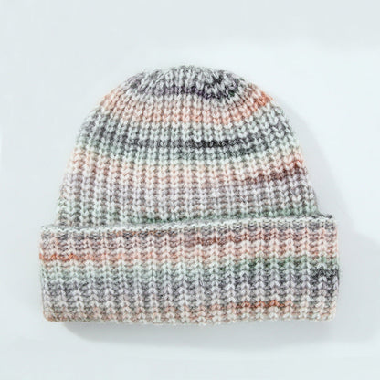 Striped Color Block Simple Warm Cuffed Beanie