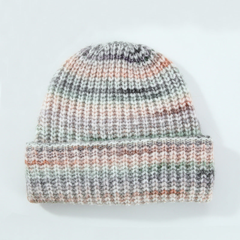 Striped Color Block Simple Warm Cuffed Beanie