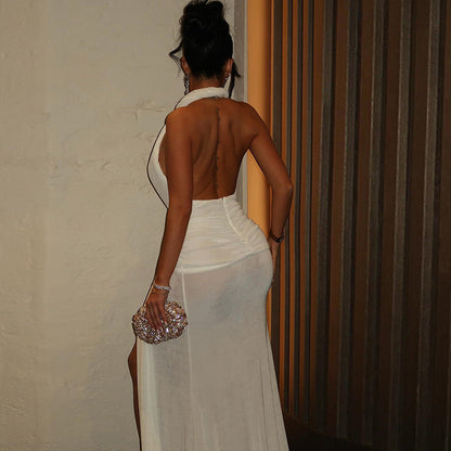 Trendy Casual Solid Color Sleeveless Backless Maxi Dress