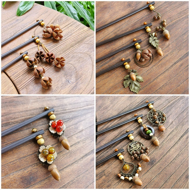 Flower Hairpin Handmade Alloy Hair Accessories Ethnic Style