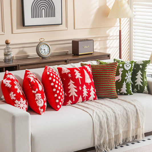 Plush Soft Christmas Striped Throw Pillow Case