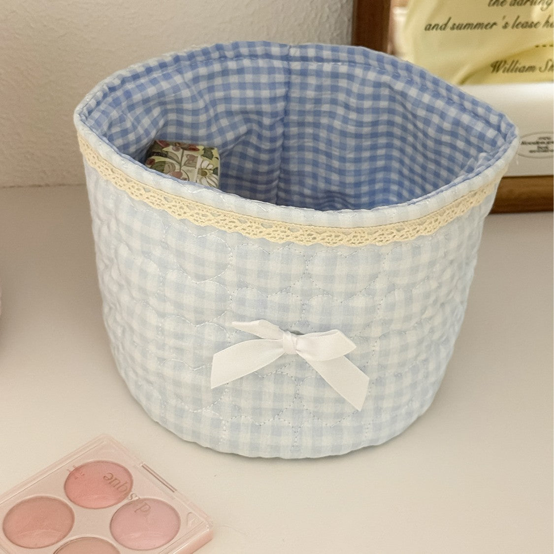 Sweetheart Lace Cylindrical Storage Basket Modern Minimalist Style
