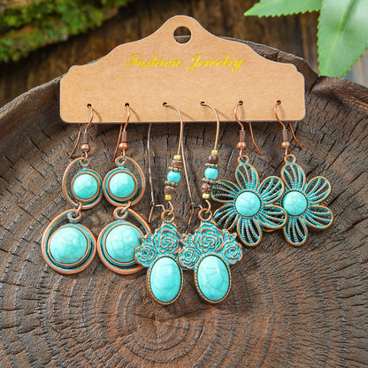 Vintage Bohemian Hollow Geometric Tassel Earrings