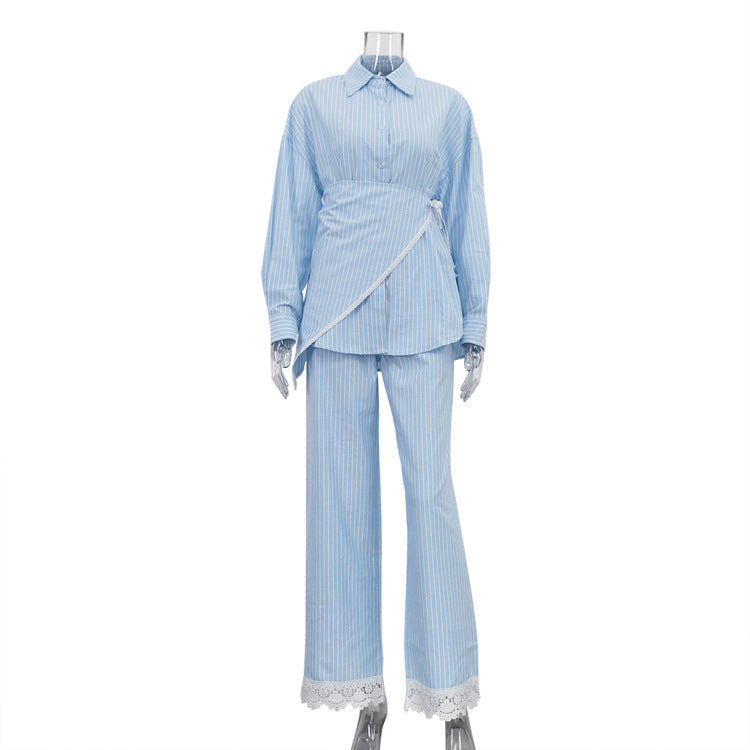 Layered Lace Stripe 3-Piece Set for Women