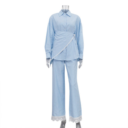 Layered Lace Stripe 3-Piece Set for Women