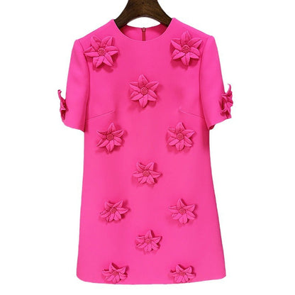 Floral Short Sleeve Dress Cotton Blend Casual Style