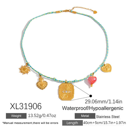 Stainless Steel Starfish Shell Pendant Necklace Luxury Women's Choker