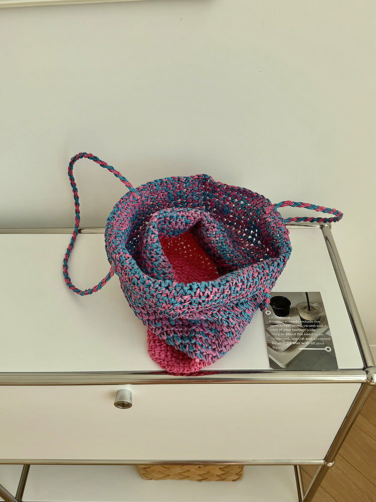 Casual Beach-Style Shoulder Bag Handmade Woven Tote
