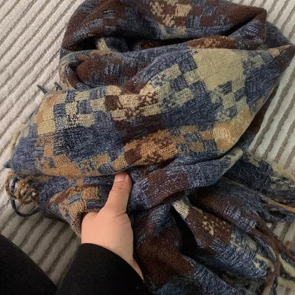 Classic Plaid Thicken Warm Christmas Theme Shawl