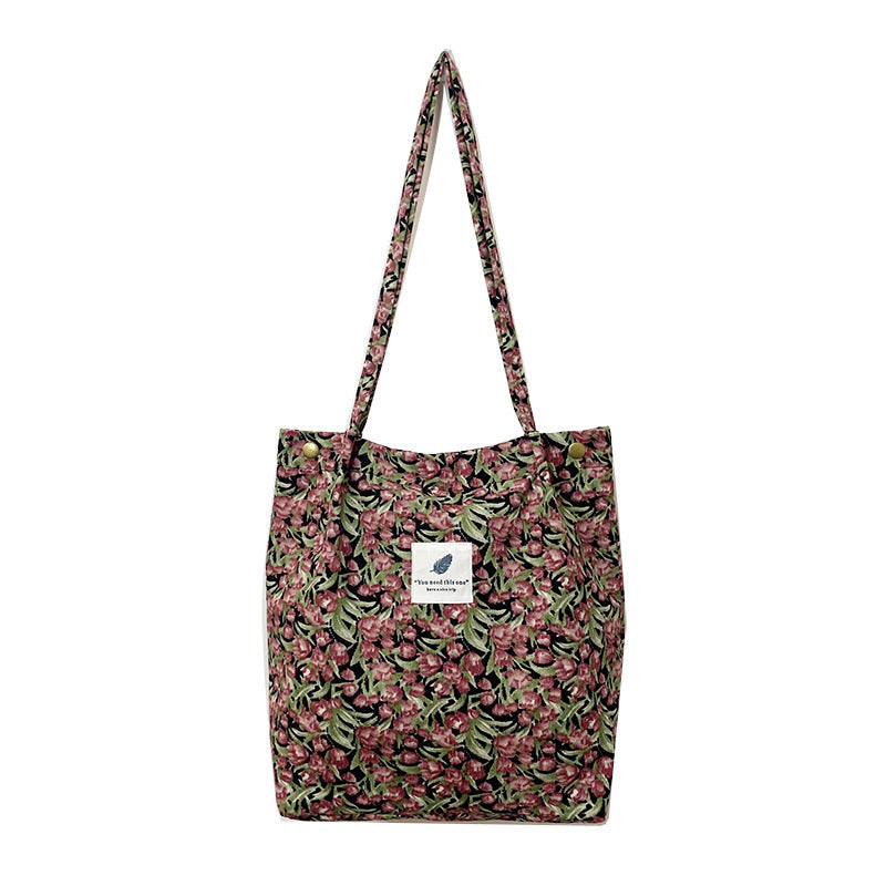 Printed Corduroy Canvas Tote Bag