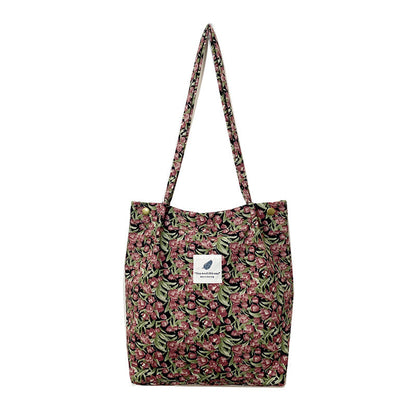 Printed Corduroy Canvas Tote Bag