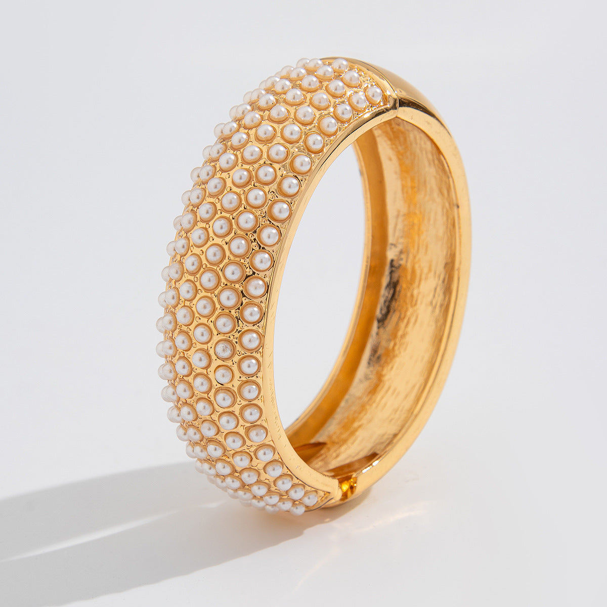 Casual Pearl Open-Edge Oval Shape Bracelet Set