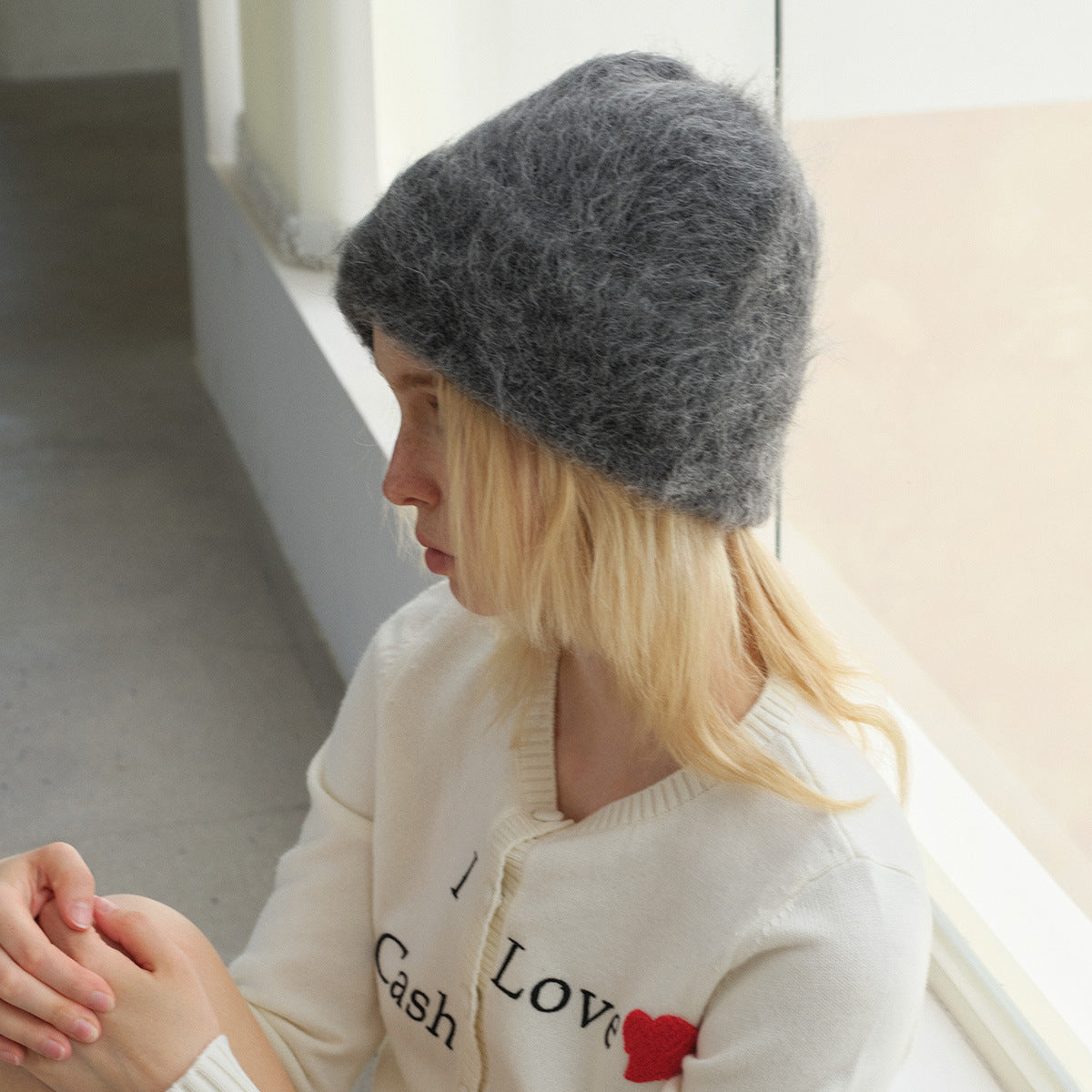 Solid Color Warm Alpaca Knit Beanie for Women