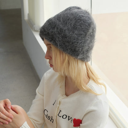 Solid Color Warm Alpaca Knit Beanie for Women
