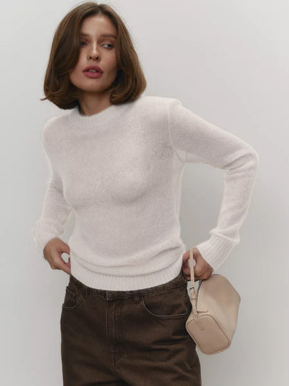 Comfortable Knit Crew Neck Sweater for Women