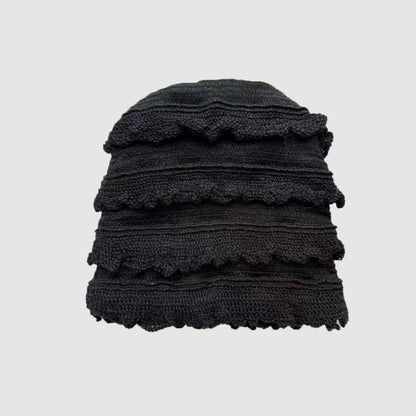 Striped Knitted Wool Blend Beanie Hat for Women