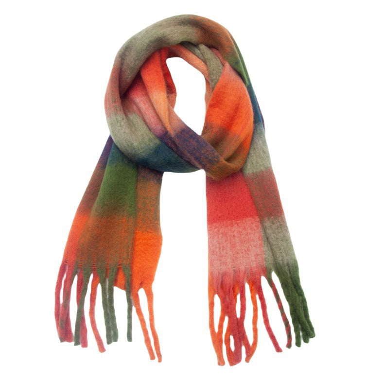 Coloful Plaid Tassel Scarves