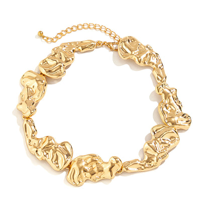 Trendy Irregular Choker Necklace With Metal Texture
