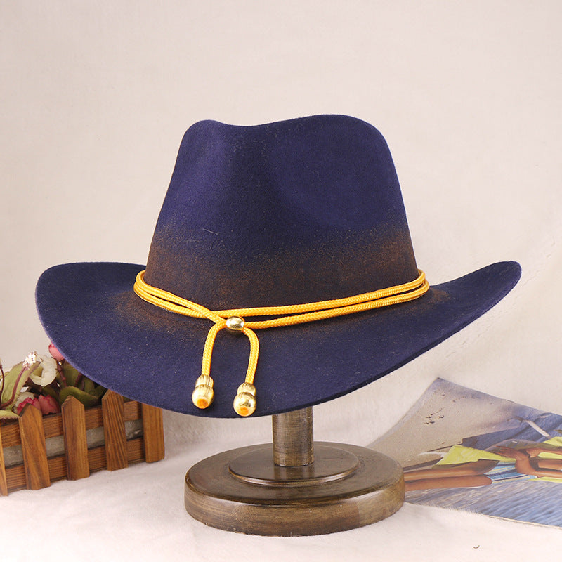 Wool Jazz Fedora Hat with Peanut Chain Stylish Unisex